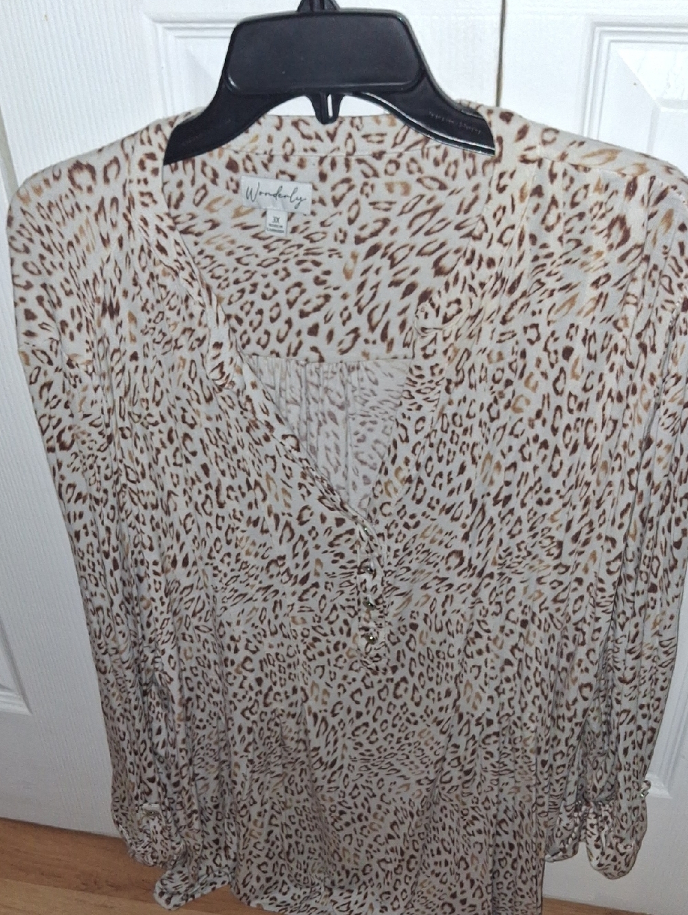 Wanderlust Beige and Brown Leopard Print Blouse